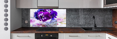 Glazen achterwand keuken Paarse viooltjes