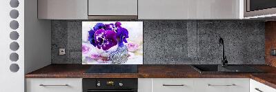 Glazen achterwand keuken Paarse viooltjes