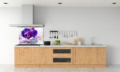 Glazen achterwand keuken Paarse viooltjes