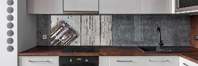 Achterwand keuken Bestek op planken