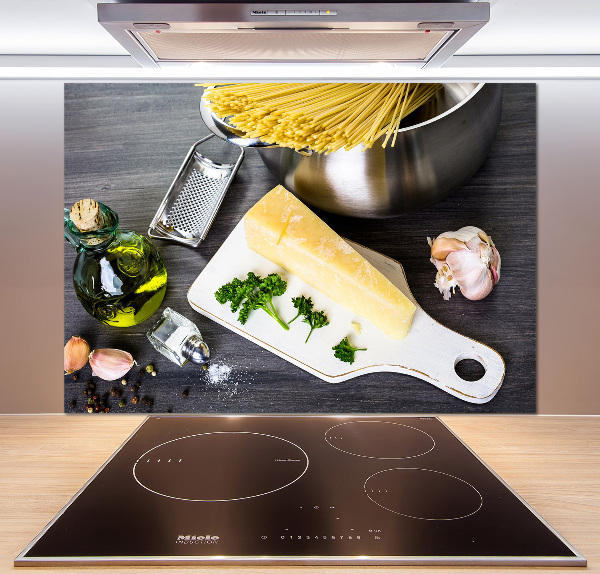 Glazen achterwand keuken Pasta met knoflook