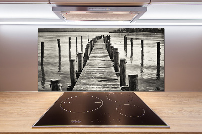 Glazen achterwand keuken Houten steiger