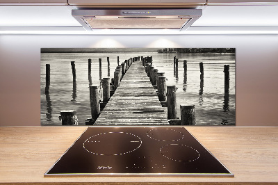 Glazen achterwand keuken Houten steiger