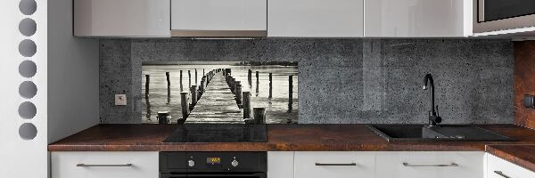 Glazen achterwand keuken Houten steiger