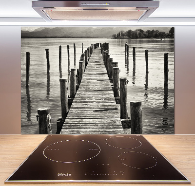 Glazen achterwand keuken Houten steiger