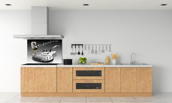 Keuken achterwand Gitaar en microfoon