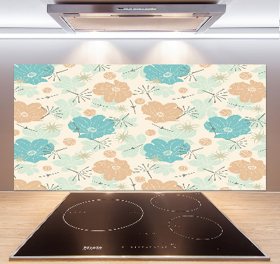 Glazen achterwand keuken Bloemenpatroon