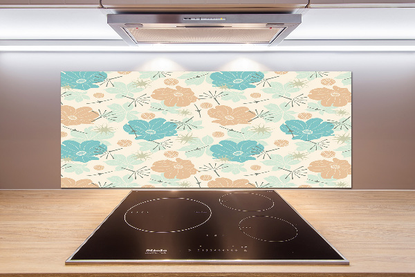 Glazen achterwand keuken Bloemenpatroon