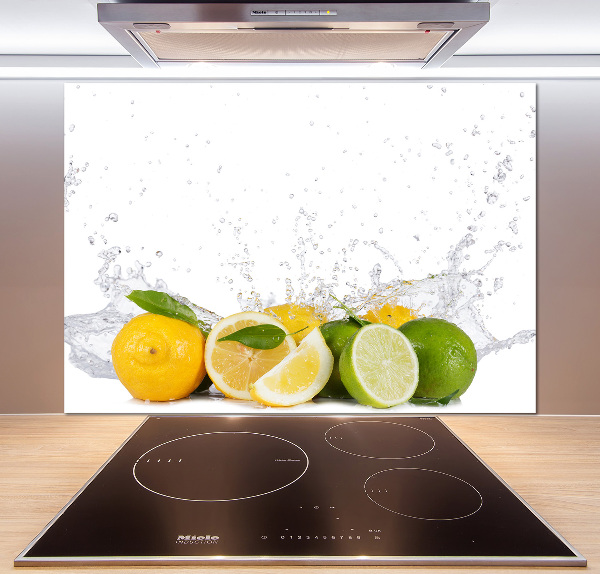 Spatscherm keuken Citrus en water
