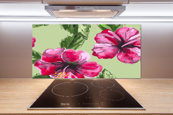 Achterwand keuken Hawaiiaanse bloemen