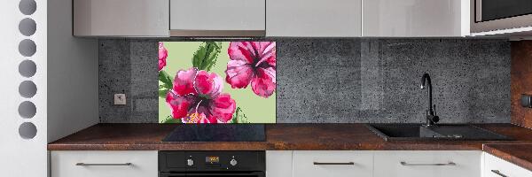 Achterwand keuken Hawaiiaanse bloemen
