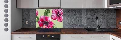 Achterwand keuken Hawaiiaanse bloemen