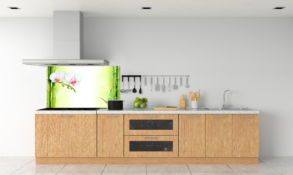 Glazen achterwand keuken Orchidee en bamboe