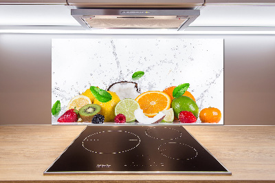 Spatscherm keuken Fruit en water