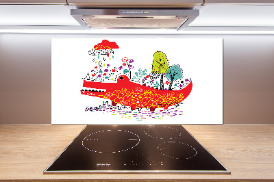 Spatscherm keuken Kleurrijke krokodil