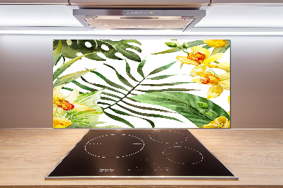 Spatplaat keuken Tropische bloemen
