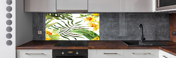 Spatplaat keuken Tropische bloemen