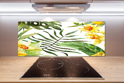 Spatplaat keuken Tropische bloemen