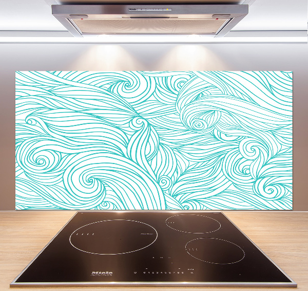 Spatscherm keuken Blauwe golven