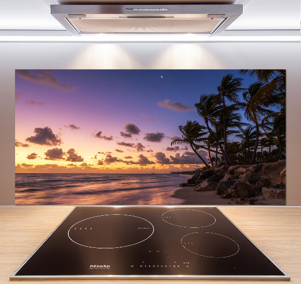 Glazen achterwand keuken Zonsondergang op het strand