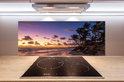 Glazen achterwand keuken Zonsondergang op het strand