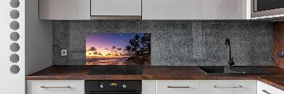 Glazen achterwand keuken Zonsondergang op het strand