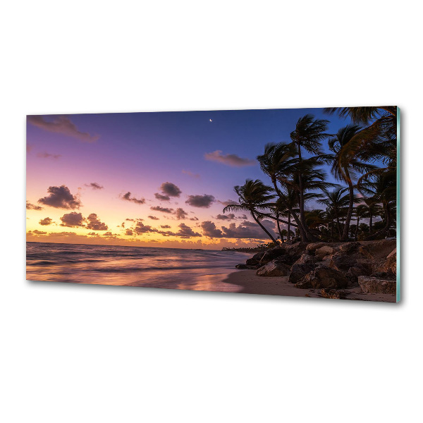 Glazen achterwand keuken Zonsondergang op het strand