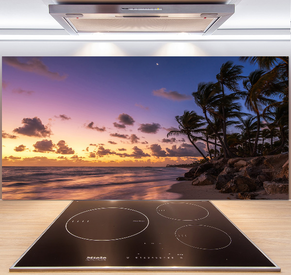 Glazen achterwand keuken Zonsondergang op het strand