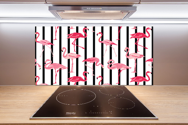 Spatscherm keuken Gestreepte flamingo's