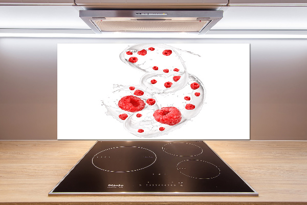 Glazen achterwand keuken Frambozen met melk