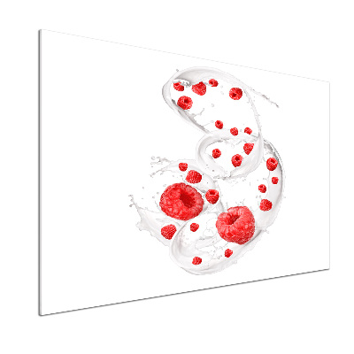 Glazen achterwand keuken Frambozen met melk