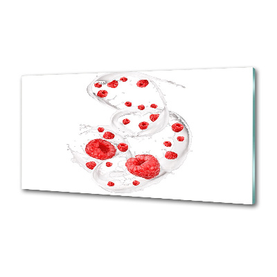 Glazen achterwand keuken Frambozen met melk