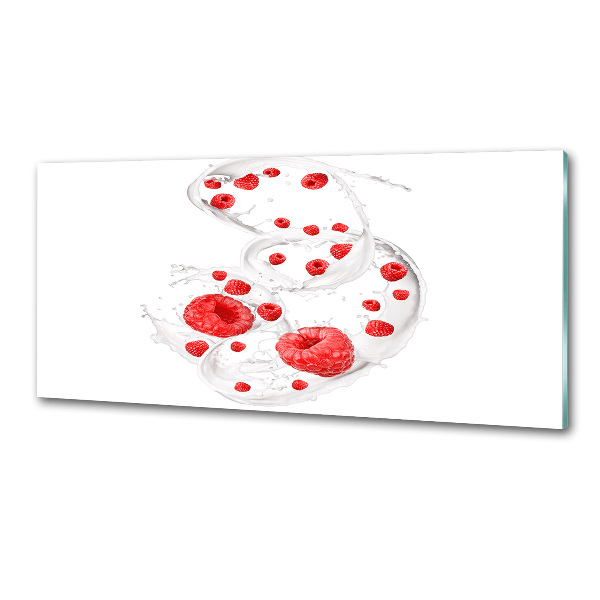 Glazen achterwand keuken Frambozen met melk