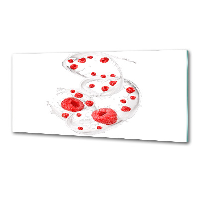 Glazen achterwand keuken Frambozen met melk