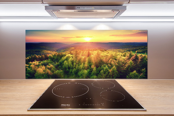 Spatplaat keuken Zonsondergang in het bos