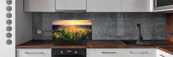 Spatplaat keuken Zonsondergang in het bos