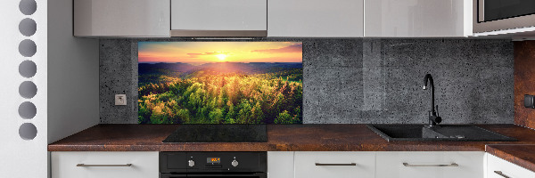 Spatplaat keuken Zonsondergang in het bos