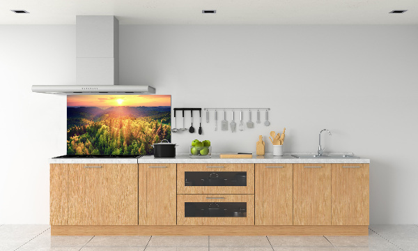 Spatplaat keuken Zonsondergang in het bos