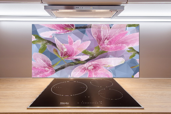 Glazen achterwand keuken Roze magnolia