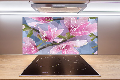 Glazen achterwand keuken Roze magnolia