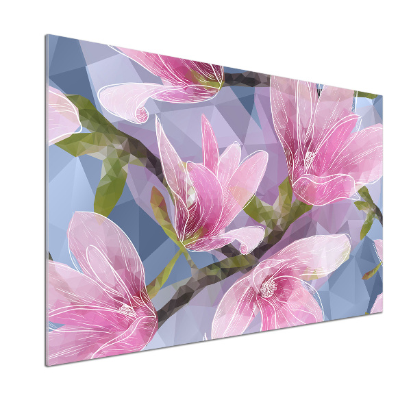 Glazen achterwand keuken Roze magnolia