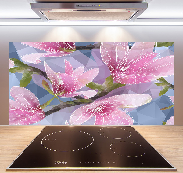 Glazen achterwand keuken Roze magnolia