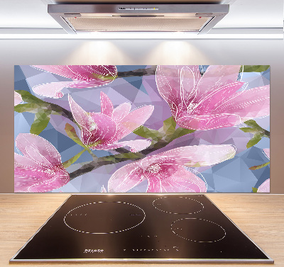 Glazen achterwand keuken Roze magnolia