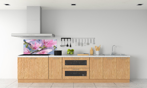 Glazen achterwand keuken Roze magnolia