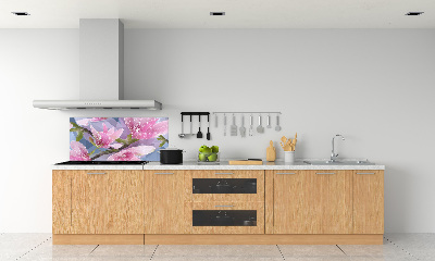 Glazen achterwand keuken Roze magnolia