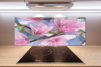 Glazen achterwand keuken Roze magnolia