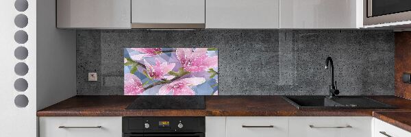 Glazen achterwand keuken Roze magnolia