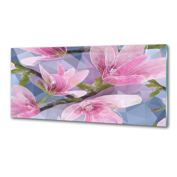 Glazen achterwand keuken Roze magnolia
