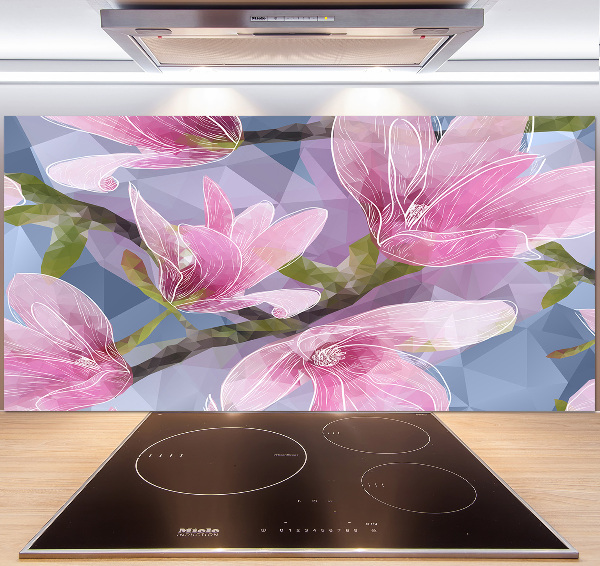 Glazen achterwand keuken Roze magnolia