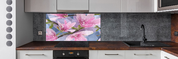 Glazen achterwand keuken Roze magnolia